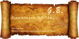 Gyurkovics Béla névjegykártya
